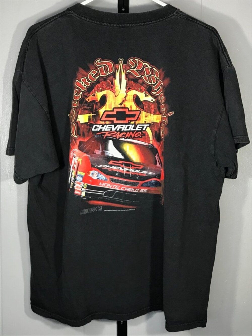 Vintage Chevrolet Racing Y2K Flames Monte USA Racing Car Black Shirt - Size XL